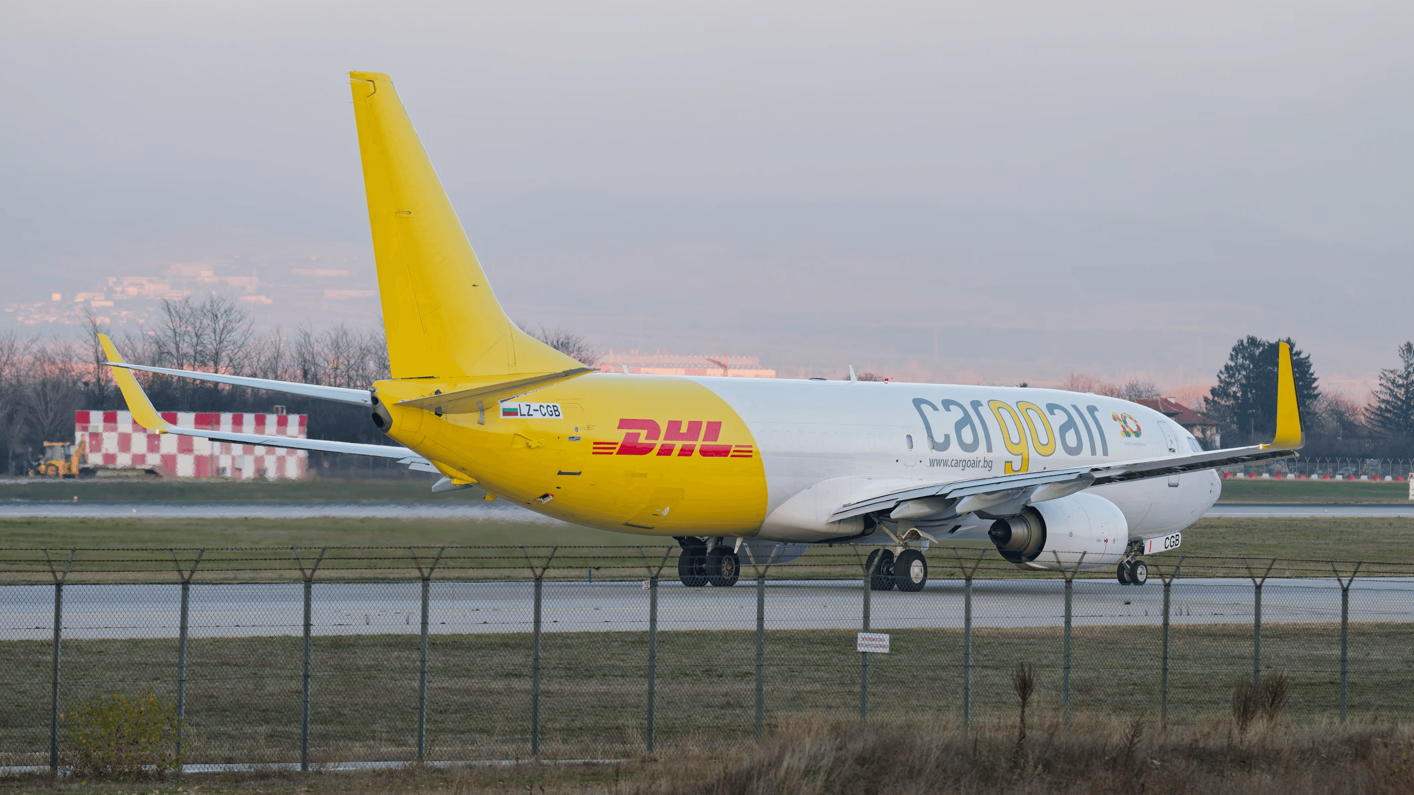 Cargo airplane on the runway